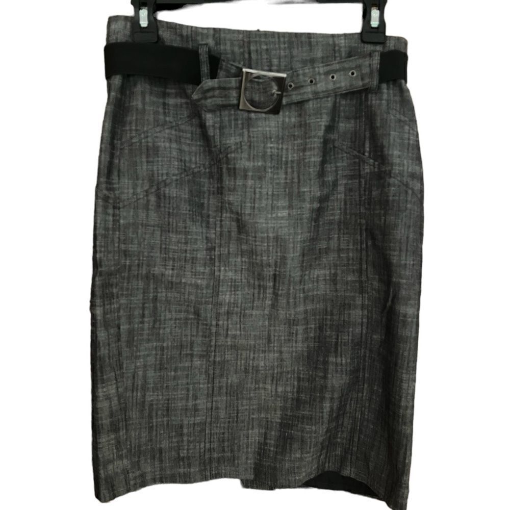 Dalia Collection gray pencil skirt with belt, size 4.